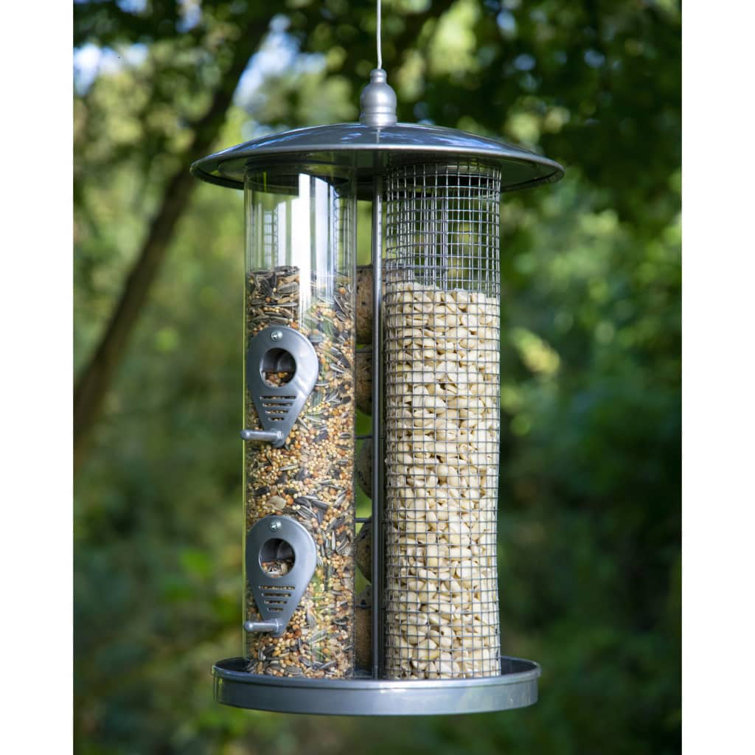 vidaXL Dobar 3Chamber Bird Feeder Silver Wayfair.co.uk